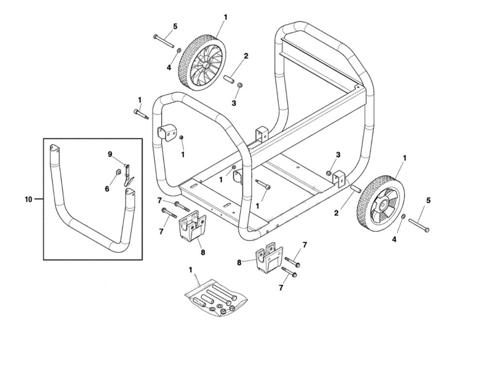Wheel Kit Diagram and Parts List for 030799-00  Briggs and Stratton Generator